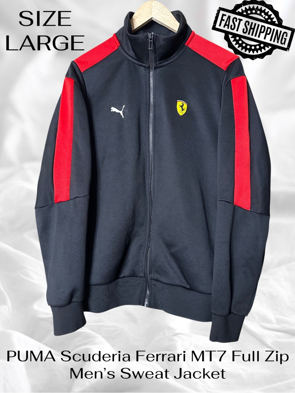 PUMA Scuderia Ferrari MT7 Full Zip Sweat Jacket Men’s Large FREE SHIPPING